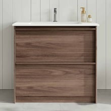 Malie 900mm Notaio Walnut Freestanding Single Vanity with Ceramic Countertop